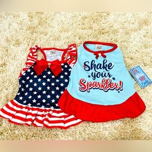 NWT Red, White and Cute Simply Wag patriotic Dog Dresses Size Small